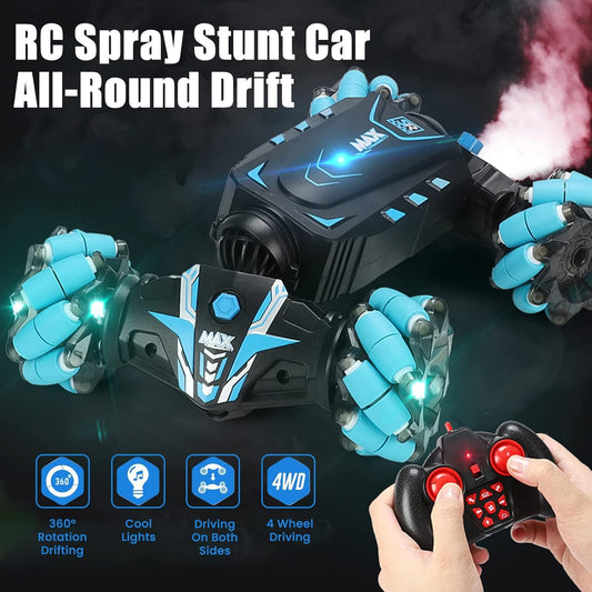 RC Stunt Car, 4WD 2.4GHz Remote Control Gesture Sensor Toy Cars, 360° Rotating Off Road Vehicle with Lights Music & Spray Launcher, Toy Cars for kids