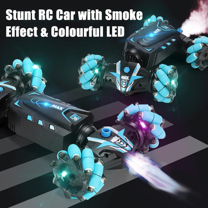 RC Stunt Car, 4WD 2.4GHz Remote Control Gesture Sensor Toy Cars, 360° Rotating Off Road Vehicle with Lights Music & Spray Launcher, Toy Cars for kids